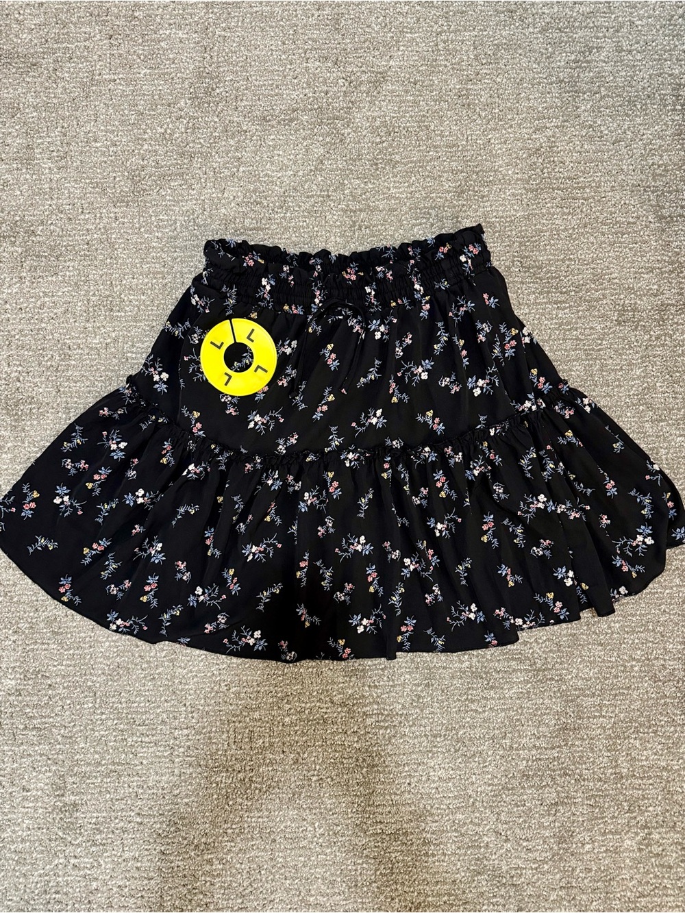 Black Floral Tiered Mini Skirt